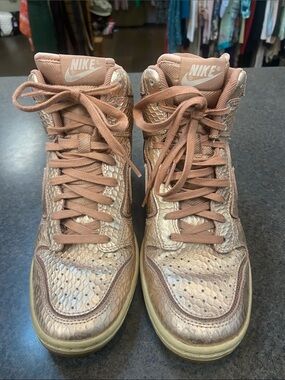 Nike Metallic Rose-Tan High Top Sneakers